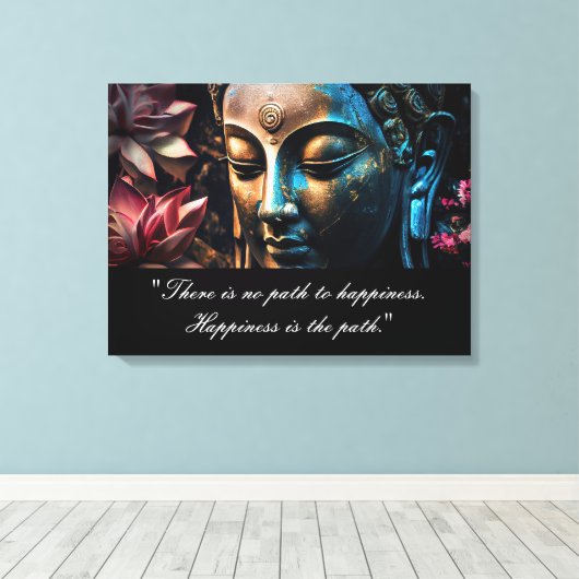 Buddha Lotus Blume Zitat Stretched Canvas Print Leinwanddruck (Insitu (Holzboden))