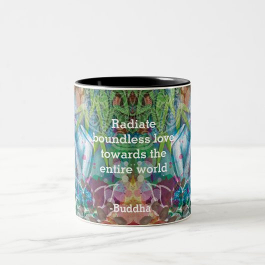 Buddha Lotus Mandala Wasserfarbe Zweifarbige Tasse (Mittel)