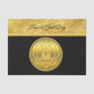 Buddha macht Yoga Meditation spirituelle Goldfolie Seidenpapier