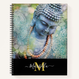 Buddha-Mala-Perlen-Mandala-Bohemian-Monogramm Notizblock