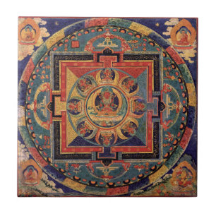 Buddha Mandala Antike Tibetische Thanka Tile Fliese