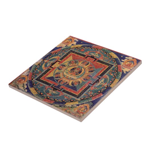Buddha Mandala Antike Tibetische Thanka Tile Fliese (Seite)