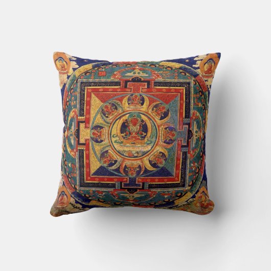Buddha Mandala Antique Tibetischer Thanka Kissen (Rückseite)