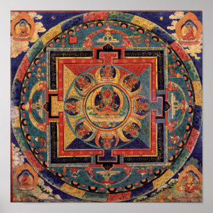 Buddha Mandala Antique Tibetischer Thanka Poster