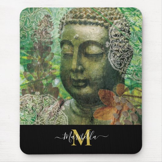 Buddha Mandala Boho Personalize Monogram Mousepad (Vorne)