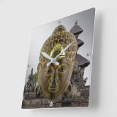 Buddha Mask und Temple Quadratische Wanduhr (Winkel)