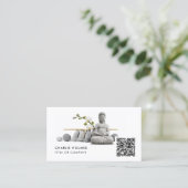BUDDHA Mediation und Yoga Business Card | QR-Code Visitenkarte (Stehend Vorderseite)