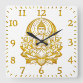 Buddha Meditation in Lotus Quadratische Wanduhr (Vorderseite)