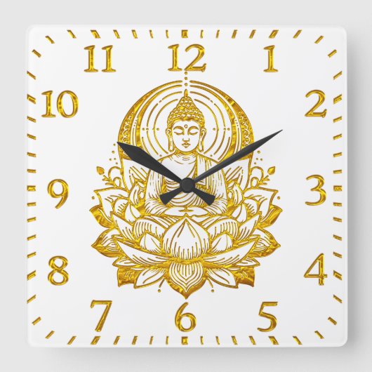 Buddha Meditation in Lotus Quadratische Wanduhr (Vorderseite)