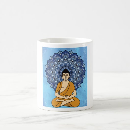 Buddha Meditation Mandala Retro Kaffeetasse (Mittel)