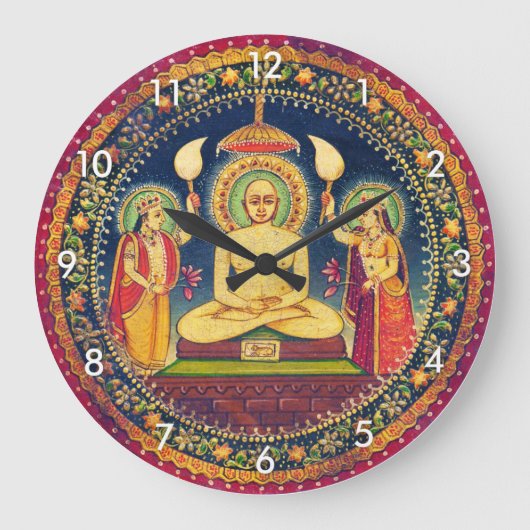 Buddha Meditation mit Yoga Große Wanduhr (Vorderseite)