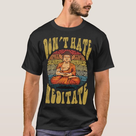Buddha Meditation Retro Vintage Yoga T-Shirt (Vorderseite)