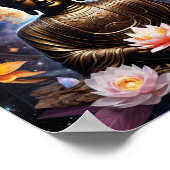 Buddha meditiert mit vielen Blume Poster (Ecke)
