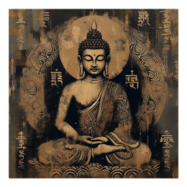 BUDDHA MEDITING ACRYLIC MALERIN #1 POSTER