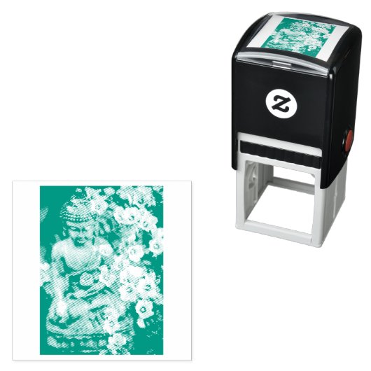 BUDDHA MIT BLOOMEN RUBBER-BRIEFMARKE PERMASTEMPEL (Beispiel)