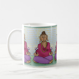 Buddha mit Blume auf einer Tasse vermitteln