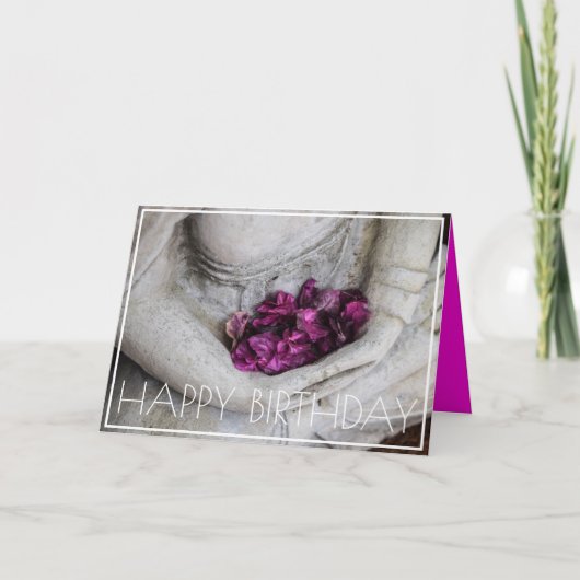 BUDDHA MIT BLUME FREUNDLICH GEBURTSTAGSKARTE KARTE (Vorderseite)
