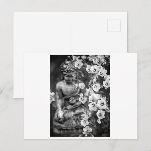 BUDDHA MIT BLUME POSTCARD POSTKARTE (Vorne/Hinten)