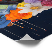 Buddha mit farbenfrohen Wildblumen vermitteln Poster (Ecke)