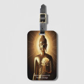 Buddha mit Lotus-Blume Gepäckanhänger (Vorderseite Vertikal)