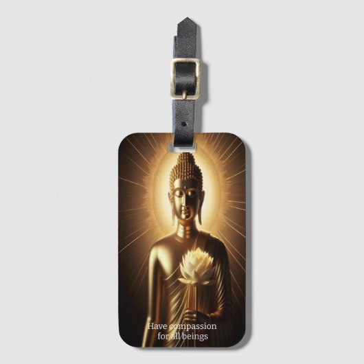 Buddha mit Lotus-Blume Gepäckanhänger (Vorderseite Vertikal)