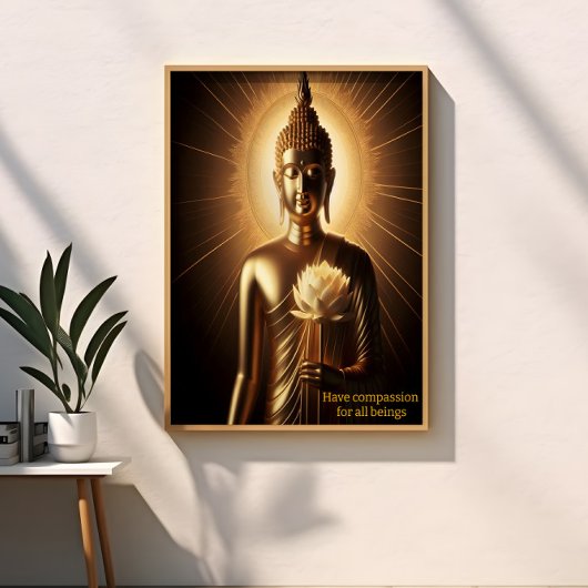 Buddha mit Lotus-Blume Poster