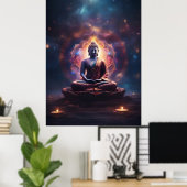 Buddha mit Mandala im Universum vermitteln Poster (Heimbüro)