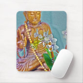 Buddha mit weißen Orchideen Mousepad (Mit Mouse)