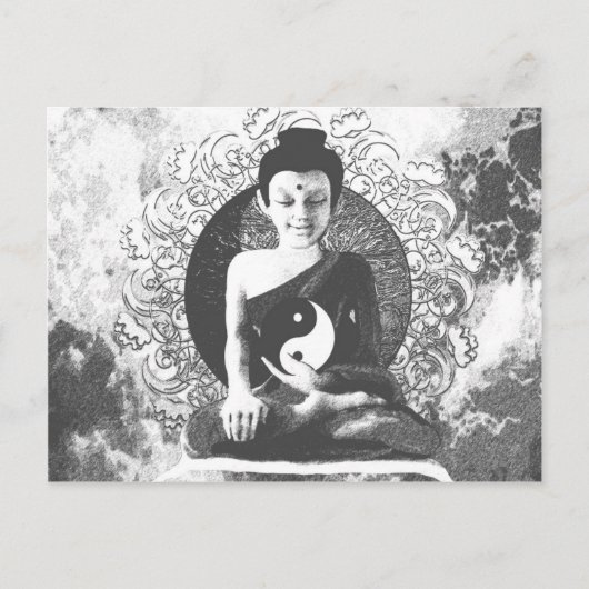 Buddha mit Yin Yang vermitteln Postkarte (Vorderseite)