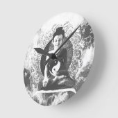 Buddha mit Yin Yang vermitteln Runde Wanduhr (Winkel)