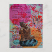 Buddha Mixed Media Collage Postkarte (Vorderseite)
