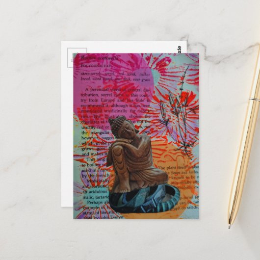 Buddha Mixed Media Friedenscollage Postkarte (Vorderseite/Rückseite Beispiel)