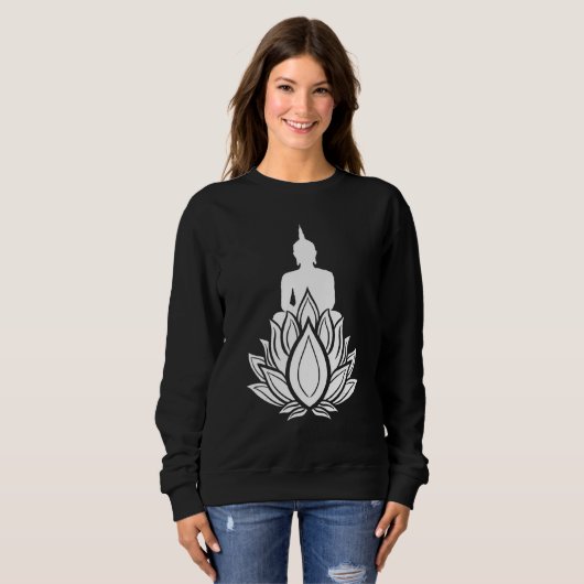 Buddha Monk Namaste Praying Pray Smile Happy Laugh Sweatshirt (Vorne ganz)