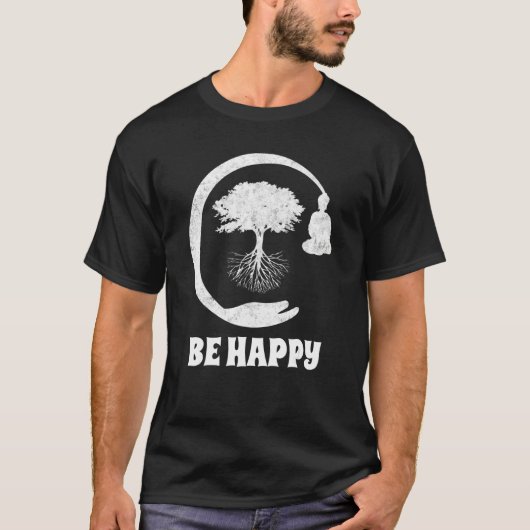 Buddha Monk Namaste Praying Pray Smile Happy Laugh T-Shirt (Vorderseite)