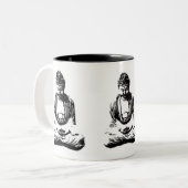 Buddha-Monochrom-Tasse Zweifarbige Tasse (Vorderseite Links)