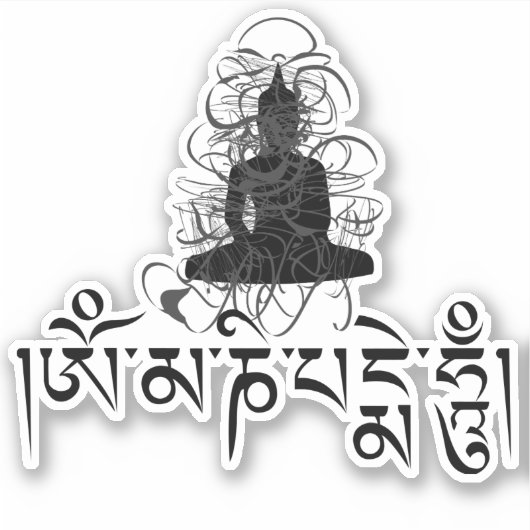 Buddha Om Mani Padme Hum Buddhistisches Mantra Aufkleber (Vorderseite)