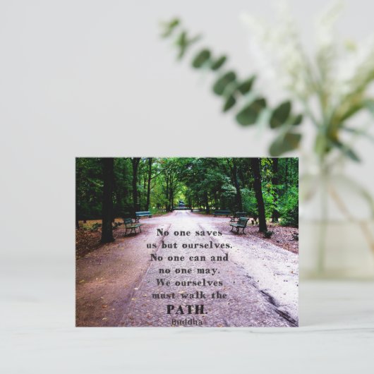 Buddha Path Zitat Postkarte (Stehend Vorderseite)