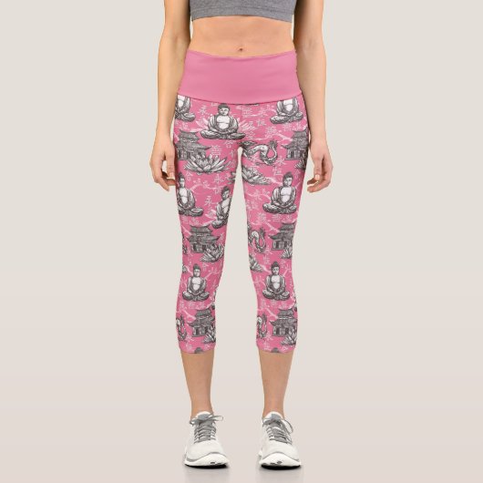 Buddha Pattern Capri Leggings (Vorderseite)