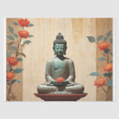 Buddha & Pfingstrosen Decoupage Seidenpapier (Vorderseite)