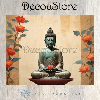 Buddha & Pfingstrosen Decoupage Seidenpapier