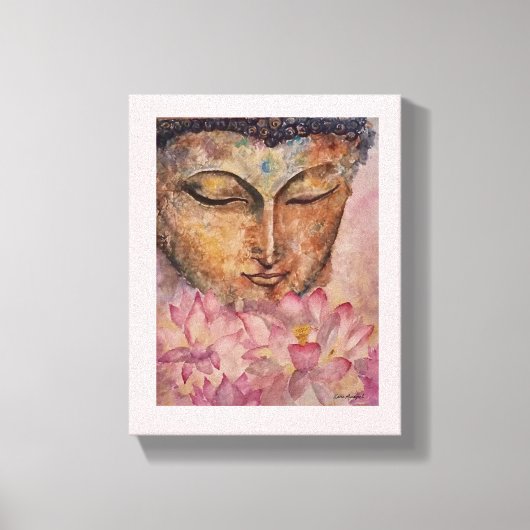 Buddha Pink Lotus Wasserfarbe Canvas Print Leinwanddruck (Vorderseite)