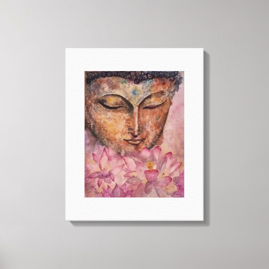 Buddha Pink Lotus Watercolor Canvas Print 16x20 Leinwanddruck (Vorderseite)