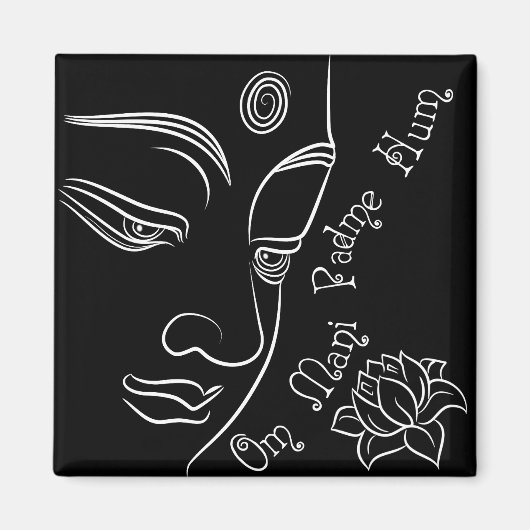 Buddha pondering lotus Blume Weiß Magnet (Vorne)