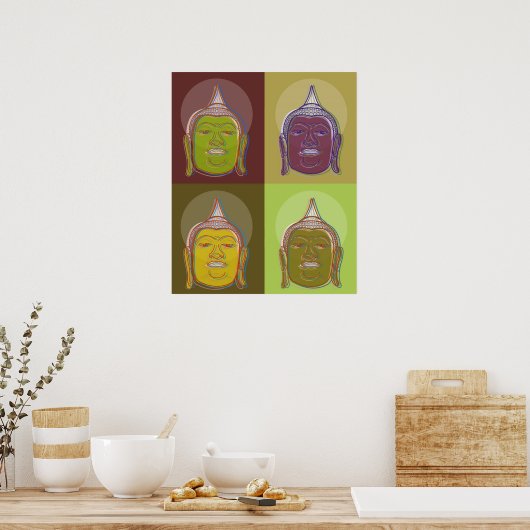 Buddha Pop Art Zen Retro Modernes, maßgeschneidert Poster (Küche)