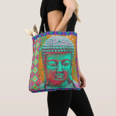 Buddha-Pop in Grün, Gelb, Rot, Blau, Magenta Tasche (Von Nahem)