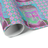 Buddha-Pop in Magenta und Türkis Geschenkpapier (Rolleneckpunkt)