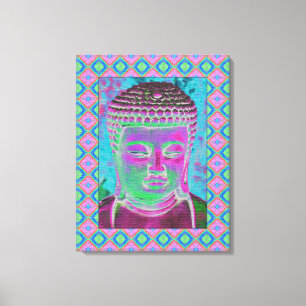 Buddha-Pop in Magenta und Türkis Leinwanddruck