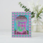 Buddha-Pop in Magenta und Türkis Postkarte (Stehend Vorderseite)