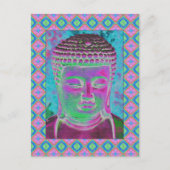 Buddha-Pop in Magenta und Türkis Postkarte (Vorderseite)