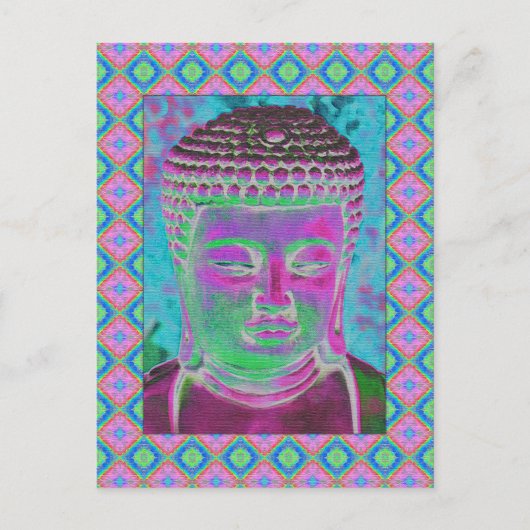 Buddha-Pop in Magenta und Türkis Postkarte (Vorderseite)